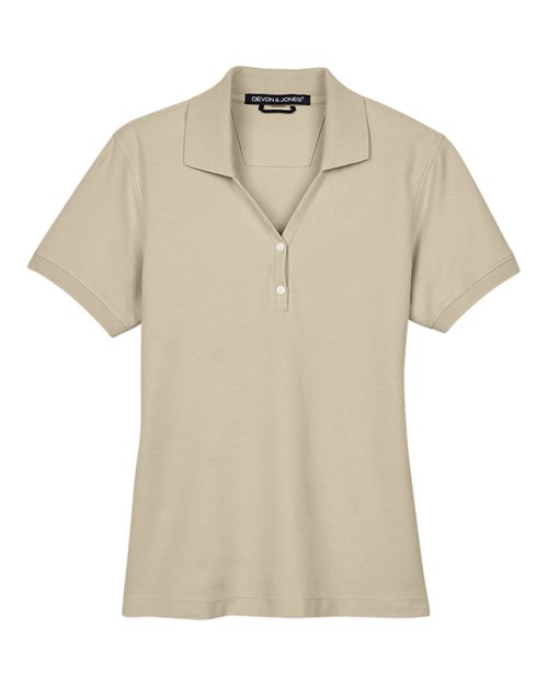 Devon & Jones Women's Pima Piqué Polo - Stone Front