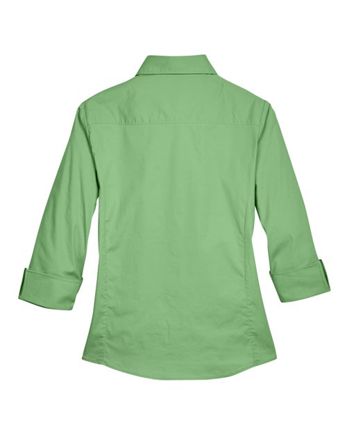 Women's Perfect Fit™ Three-Quarter Sleeve Stretch Poplin Dress Shirt - Lime Back