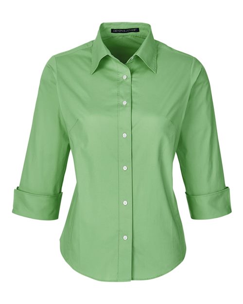 Women's Perfect Fit™ Three-Quarter Sleeve Stretch Poplin Dress Shirt - Lime Front