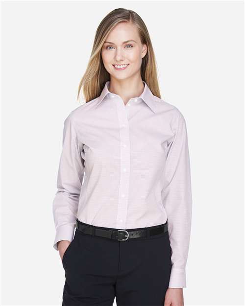 Devon & Jones Women's Crown Collection® Micro Tattersall Woven Dress Shirt - Model Front