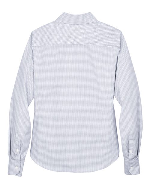 Women's Crown Collection® Micro Tattersall Woven Dress Shirt - White/ Silver/ Slate Back