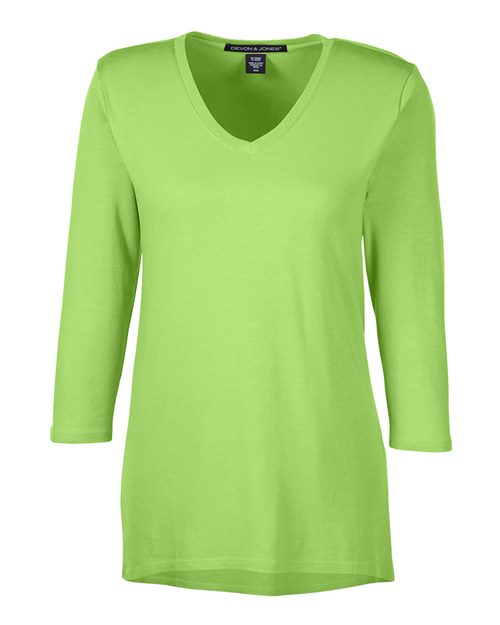 Women's Perfect Fit™ Bracelet-Length V-Neck Top - Lime Front