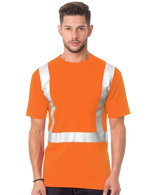 Unisex USA-Made 50/50 High Visibility Pocket T-Shirt - Safety Green Front