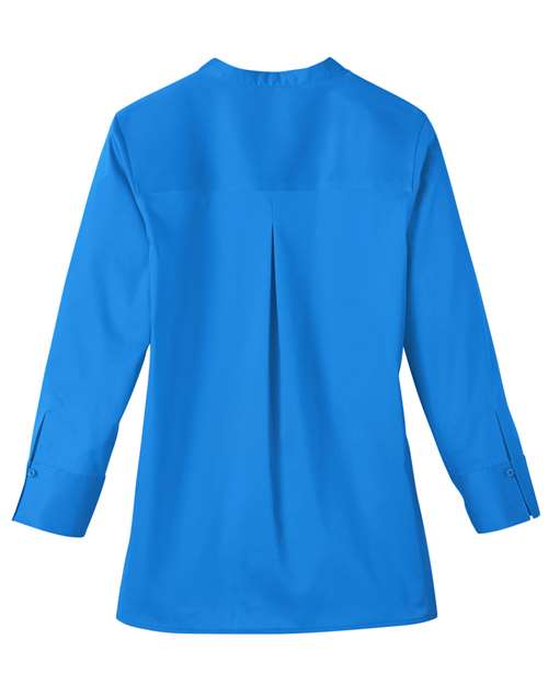 Women's Crown Collection® Stretch Broadcloth Three-Quarter Sleeve Blouse - French Blue Back