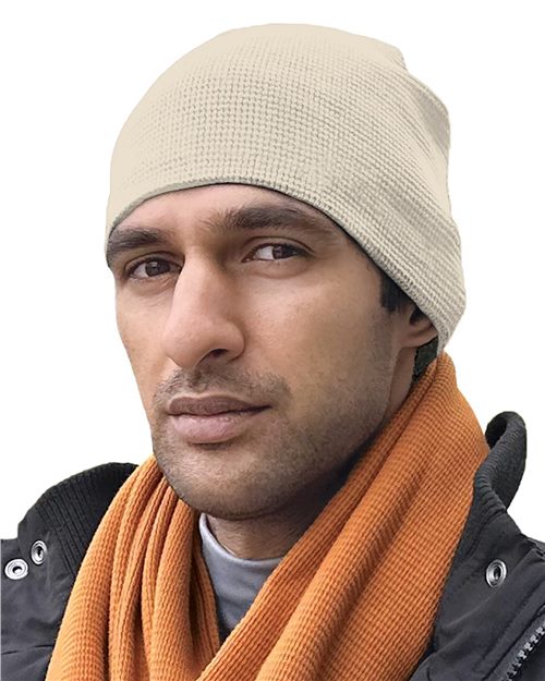 USA-Made 8" Cotton Thermal Beanie - Dark Grey Front