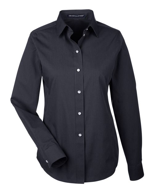 Women's Crown Collection® Striped Woven Dress Shirt - Black/ Graphite Front