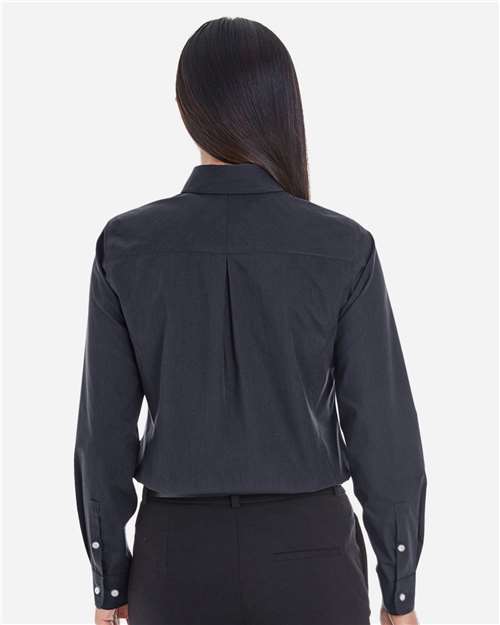 Women's Crown Collection® Striped Woven Dress Shirt - Black/ Graphite Back