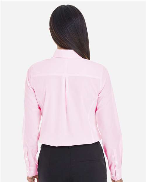Women's Crown Collection® Striped Woven Dress Shirt - Pink/ White Back