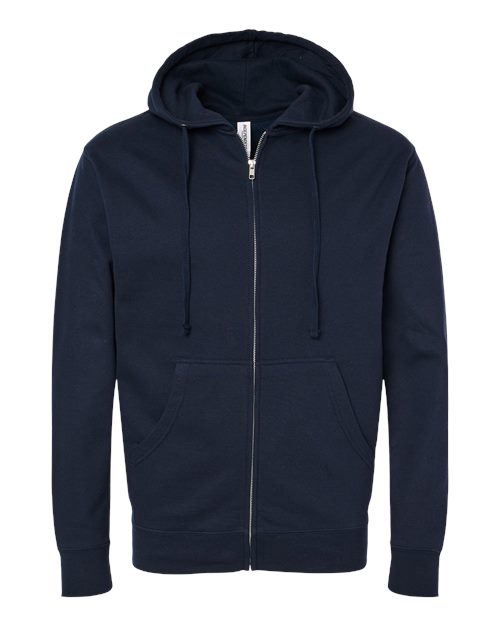 Unisex Midweight Full-Zip Hooded Sweatshirt - Classic Navy Front