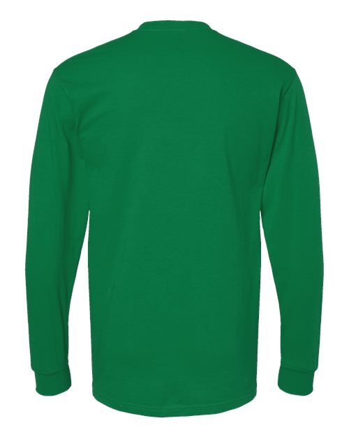 Unisex Gold Soft Touch Long Sleeve T-Shirt - Fine Kelly Green Back