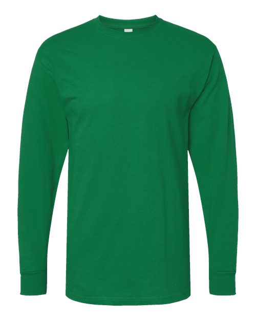 Unisex Gold Soft Touch Long Sleeve T-Shirt - Fine Kelly Green Front