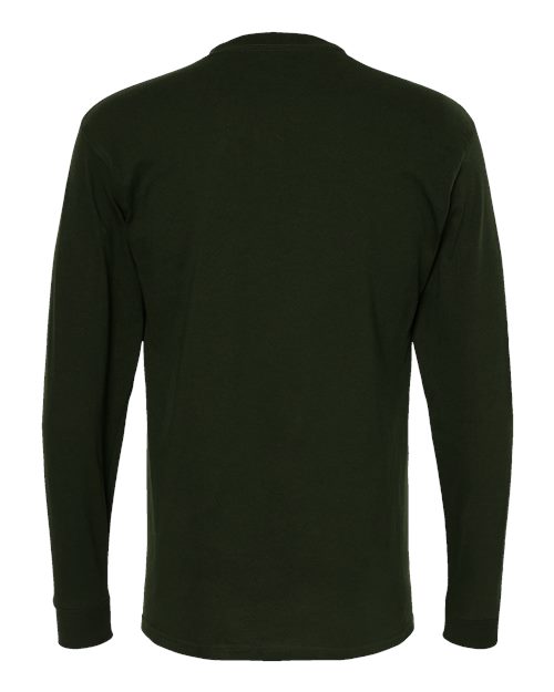 Unisex Gold Soft Touch Long Sleeve T-Shirt - Forest Green Back