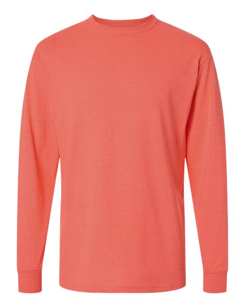 Unisex Gold Soft Touch Long Sleeve T-Shirt - Heather Coral Front