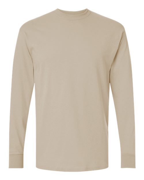 Unisex Gold Soft Touch Long Sleeve T-Shirt - Sand Front