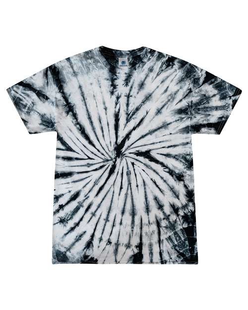 Unisex Multi-Color Tie-Dyed T-Shirt - White/ Black Front