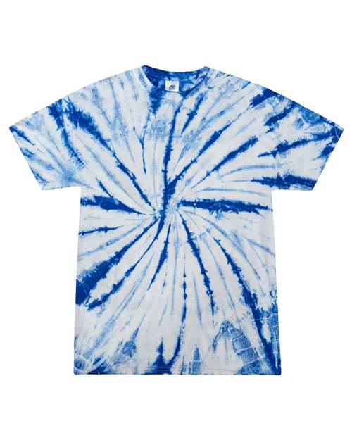 Unisex Multi-Color Tie-Dyed T-Shirt - White/ Royal Front