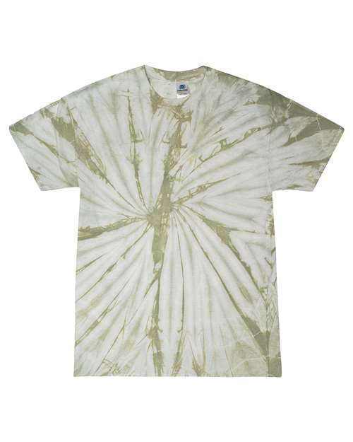 Unisex Multi-Color Tie-Dyed T-Shirt - Spider Olive Front