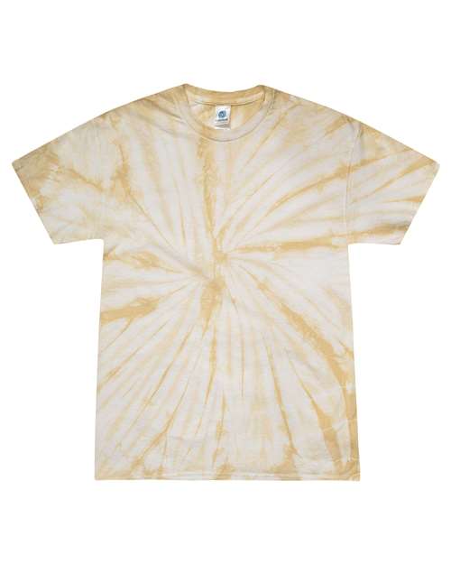 Unisex Multi-Color Tie-Dyed T-Shirt - Spider Mustard Front