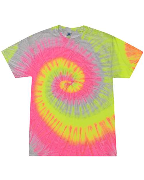 Unisex Multi-Color Tie-Dyed T-Shirt - Silver Rainbow Front