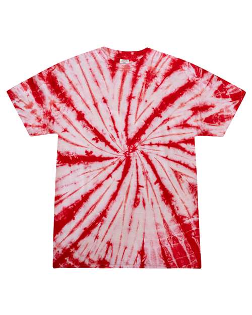 Youth Multi-Color Tie-Dyed T-Shirt - White/ Red Front