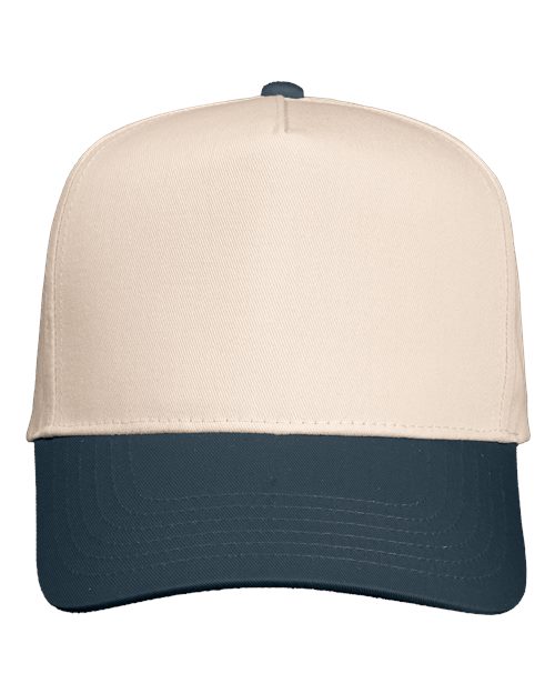 Five-Panel Twill Cap - Natural/ Charcoal Front