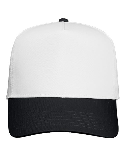 Five-Panel Twill Cap - White/ Black Front