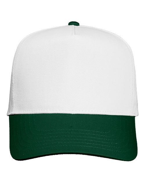 Five-Panel Twill Cap - White/ Forest Front