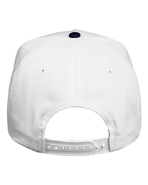 Five-Panel Twill Cap - White/ Navy Back