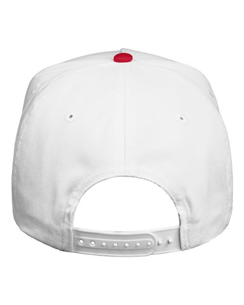 Five-Panel Twill Cap - White/ Red Back