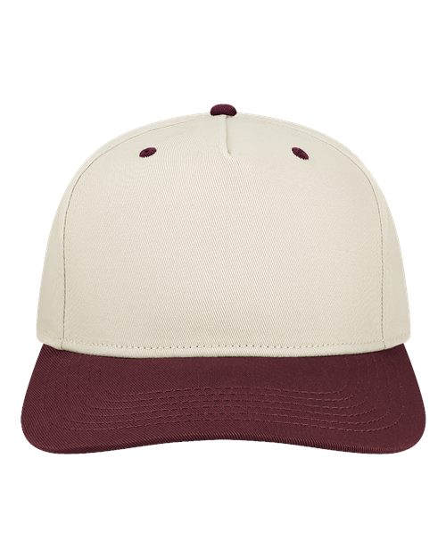 Heritage Twill Cap - Stone/ Maroon Front