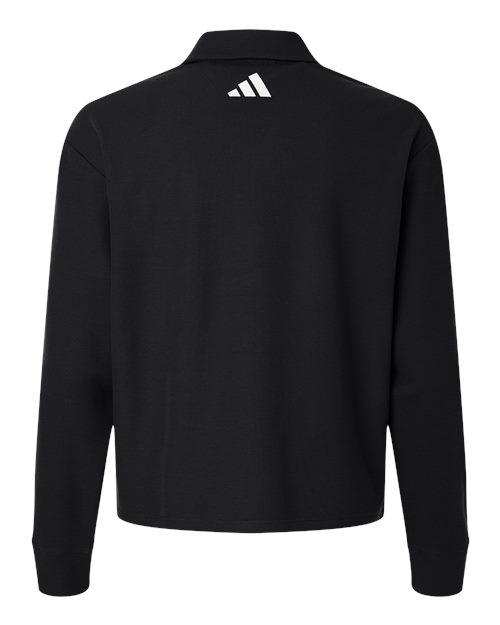 Women's Beyond Long Sleeve Loose Polo - Black Back