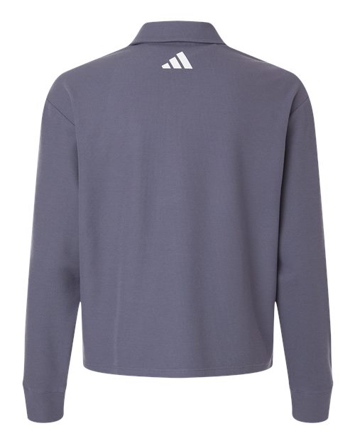 Women's Beyond Long Sleeve Loose Polo - Preloved Violet Back
