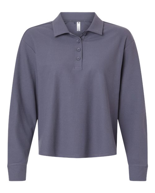 Women's Beyond Long Sleeve Loose Polo - Preloved Violet Front