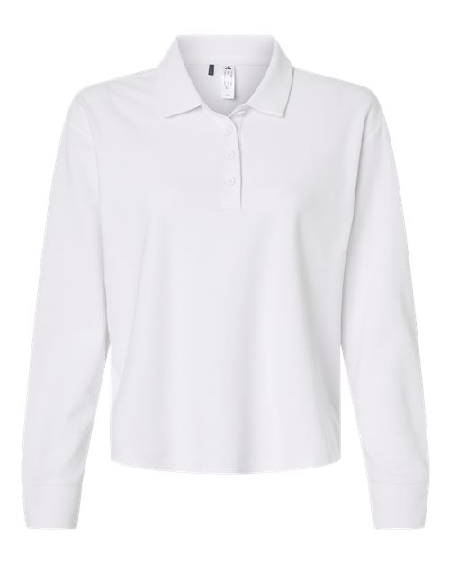 Women's Beyond Long Sleeve Loose Polo - White Front