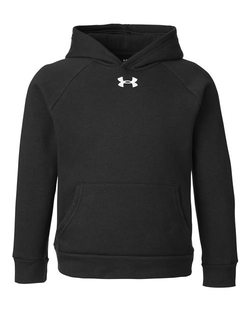 Youth Rival Fleece Hooded Sweatshirt - Black/ White Front