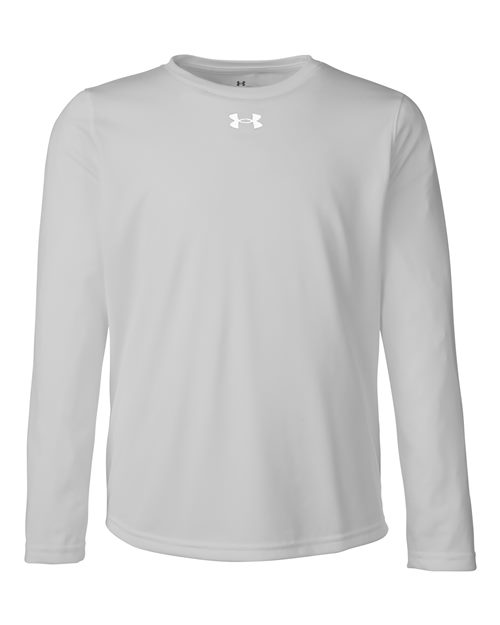 Youth Tech™ Team Long Sleeve T-Shirt - Mod Grey Light Heather/ White Front