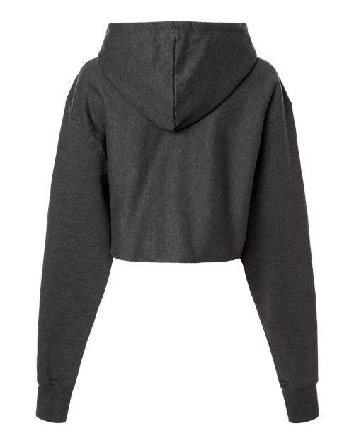 Women's Reverse Weave® Hooded Cropped Sweatshirt - Charcoal Heather Back