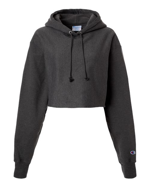 Women's Reverse Weave® Hooded Cropped Sweatshirt - Charcoal Heather Front