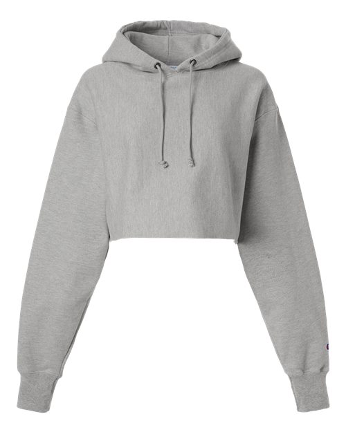Women's Reverse Weave® Hooded Cropped Sweatshirt - Oxford Grey Front