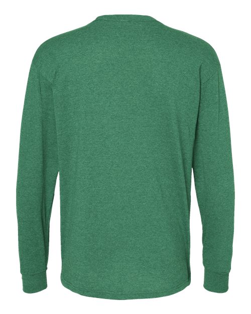 Unisex Gold Soft Touch Long Sleeve T-Shirt - Heather Kelly Green Back