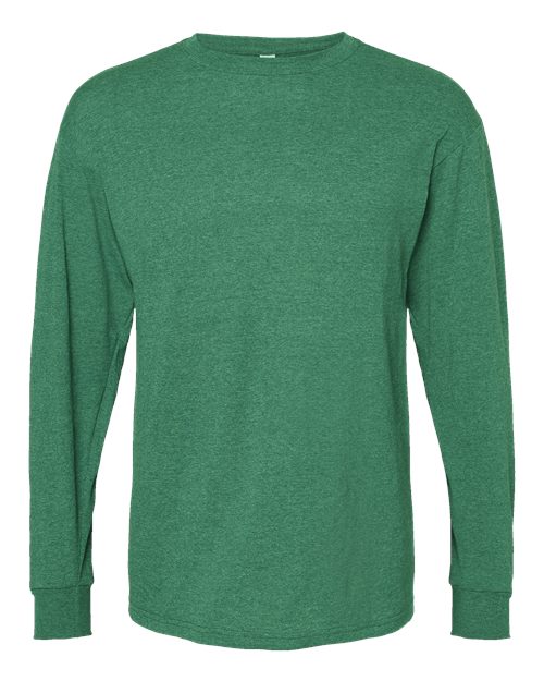 Unisex Gold Soft Touch Long Sleeve T-Shirt - Heather Kelly Green Front