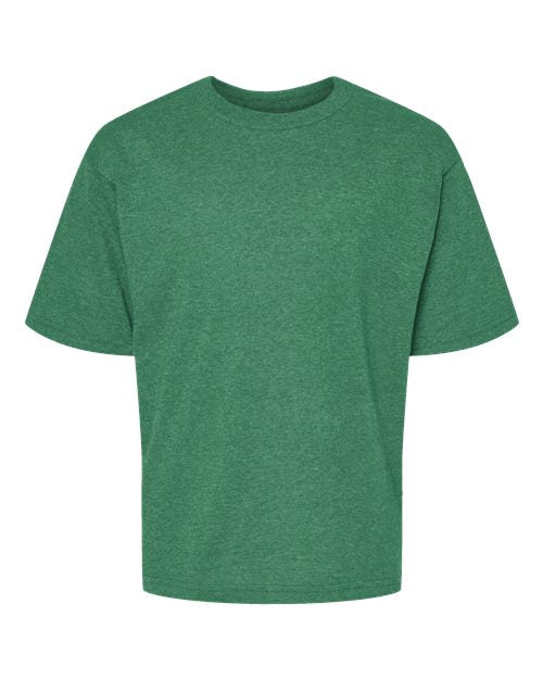Youth Gold Soft Touch T-Shirt - Heather Kelly Green Front
