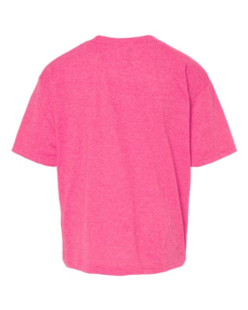 Youth Gold Soft Touch T-Shirt - Neon Pink Back