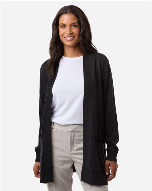 Devon & Jones Women's New Classics Open Cardigan Sweater - Model Front