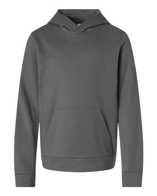 Team 365 Youth Squad Hooded Tech Fleece Pullover - Sport Graphite Front
