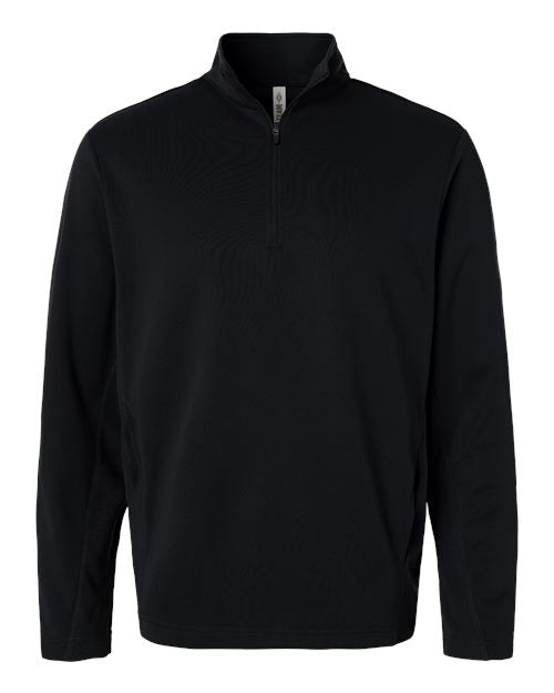 Team 365 Unisex Squad Cadet Quarter-Zip Tech Fleece Pullover - Black Front