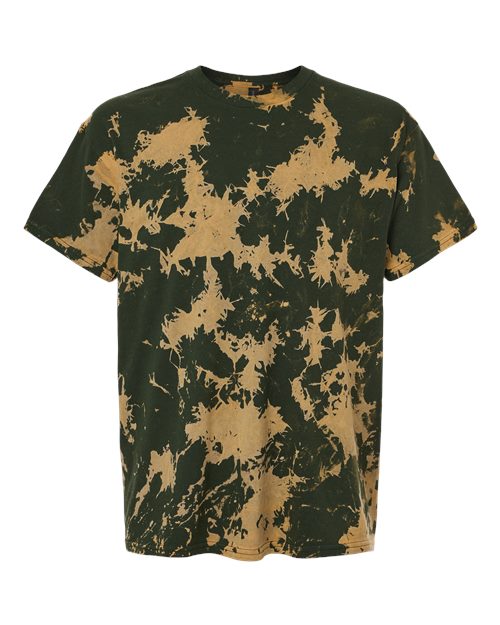 Unisex Bleach Out Dyed T-Shirt - Green Front