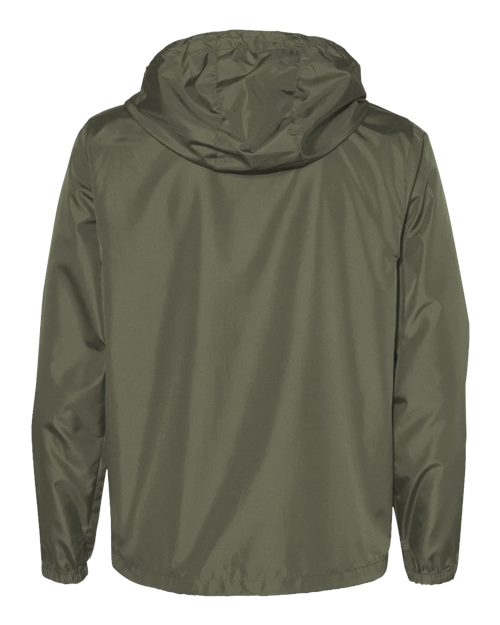 Men's Lightweight Windbreaker Full-Zip Jacket - Army Back