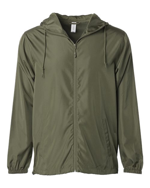 Men's Lightweight Windbreaker Full-Zip Jacket - Army Front