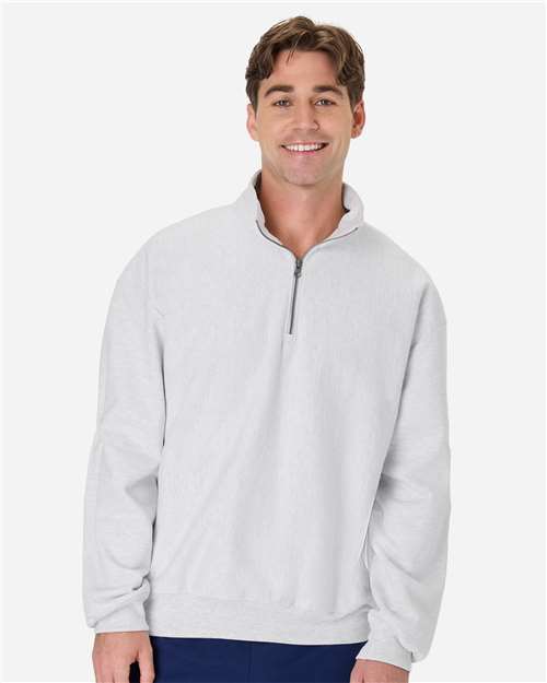 Men's Beefy® Sweats Premium Heavyweight Quarter-Zip Sweatshirt - Ash Front